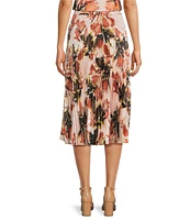 Calvin Klein Coordinating Printed Pleated Pull-On Midi Skirt