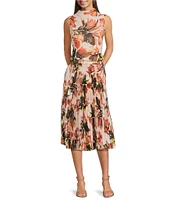 Calvin Klein Coordinating Printed Pleated Pull-On Midi Skirt