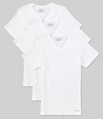 Calvin Klein Cotton Classic Slim Fit Solid V-Neck Undershirt 3-Pack