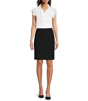Calvin Klein Cotton Flutter Sleeve Collared Ruffle Button Front Blouse