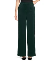 Calvin Klein Crepe Wide Leg High Rise Faux Fly Pull-On Pant