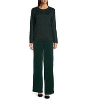 Calvin Klein Crepe Wide Leg High Rise Faux Fly Pull-On Pant