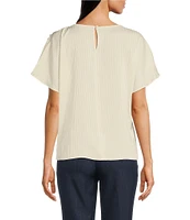 Calvin Klein Crew Neck Button Flutter Sleeve Blouse