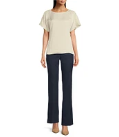 Calvin Klein Crew Neck Button Flutter Sleeve Blouse
