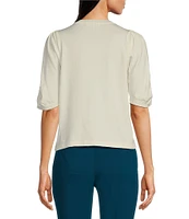 Calvin Klein Crew Neck Elbow Sleeve Knit Top