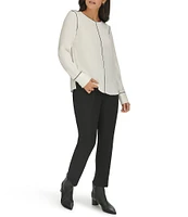 Calvin Klein Crew Neck Long Sleeve Contrast Piping Top