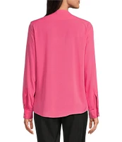 Calvin Klein Crew Neck Roll Sleeve Button Front Blouse