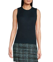 Calvin Klein Crew Neck Two-Tone Rib Knit Tank Top