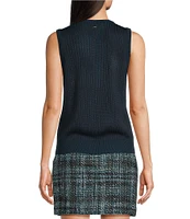 Calvin Klein Crew Neck Two-Tone Rib Knit Tank Top