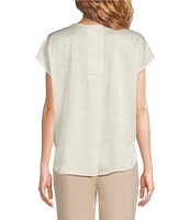 Calvin Klein Crew Neckline Cap Sleeve High Low Blouse