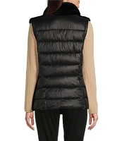 Calvin Klein Faux Fur Stand Collar Zip Up Vest