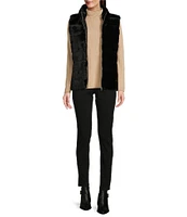 Calvin Klein Faux Fur Stand Collar Zip Up Vest