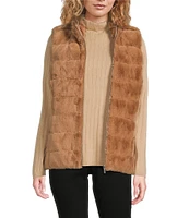 Calvin Klein Faux Fur Stand Collar Zip Up Vest