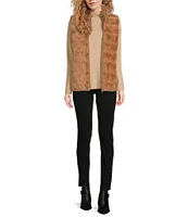 Calvin Klein Faux Fur Stand Collar Zip Up Vest