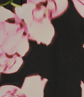 Calvin Klein Floral Chiffon Mock Neck Ruffle Detail Top