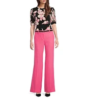 Calvin Klein Floral Mixed Media Short Puff Sleeve Top