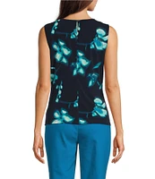 Calvin Klein Floral Sleeveless Pleat Neck Cami