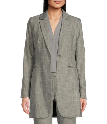 Calvin Klein Heathered Collared Neck Long Sleeve One Button Coordinating Jacket