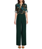 Calvin Klein High Rise Pleat Front Wide-Leg Pant