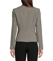 Calvin Klein Houndstooth Open-Front Long Sleeve Side Pocket Jacket