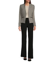 Calvin Klein Houndstooth Open-Front Long Sleeve Side Pocket Jacket