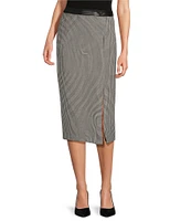 Calvin Klein Houndstooth Side Slit Midi Pencil Skirt