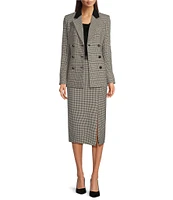 Calvin Klein Houndstooth Side Slit Midi Pencil Skirt