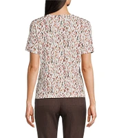 Calvin Klein Knit Printed Square Neck Short Sleeve Top
