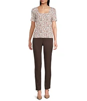 Calvin Klein Knit Printed Square Neck Short Sleeve Top