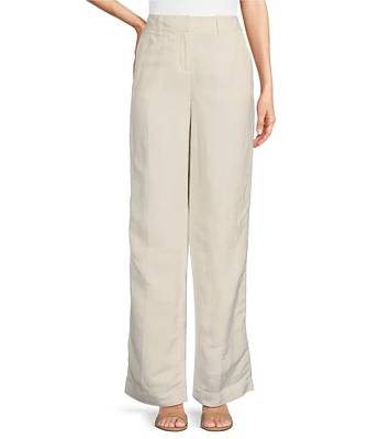 Calvin Klein Linen Blend Belted Straight Leg Pants