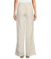 Calvin Klein Linen Blend Belted Straight Leg Pants