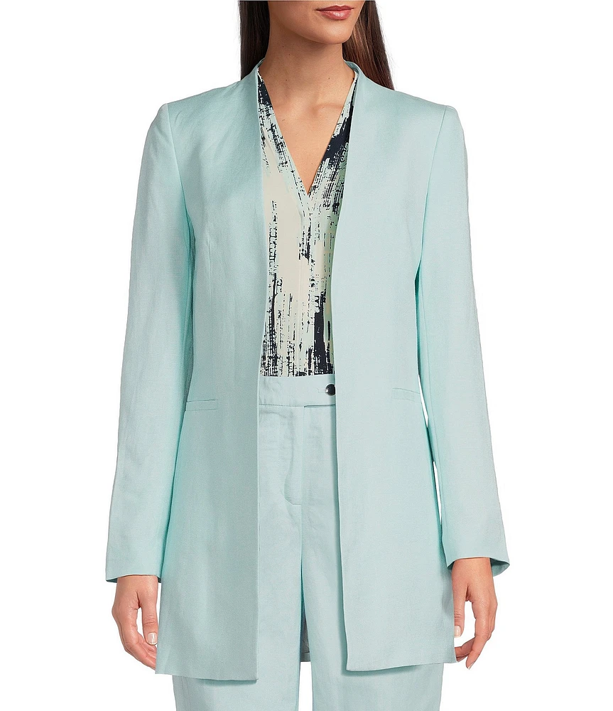Calvin Klein Linen Blend Roll Sleeve Open Front Jacket