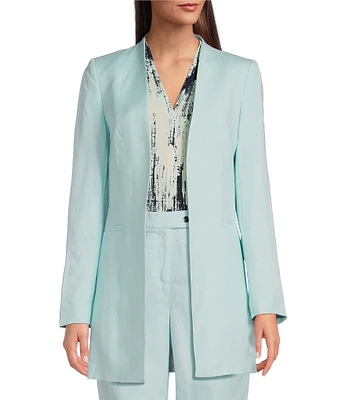 Calvin Klein Linen Blend Roll Sleeve Open Front Jacket