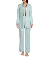 Calvin Klein Linen Blend Roll Sleeve Open Front Jacket