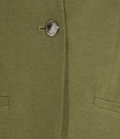 Calvin Klein Linen Blend Stand Collar 3/4 Sleeve One-Button Jacket
