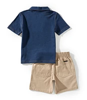 Calvin Klein Little Boys Short-Sleeve Solid Knit Polo Shirt & Solid Woven Shorts Set
