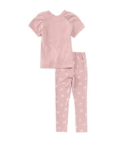 Calvin Klein Little Girls 2T-6X Raglan Sleeve Logo Tie-Front Tunic Top & Printed Leggings Set