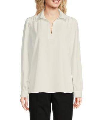 Calvin Klein Long Sleeve Collared V-Neck Blouse