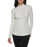 Calvin Klein Long Sleeve Mock Neck Diagonal-Ribbed Knit Top