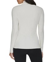 Calvin Klein Long Sleeve Mock Neck Diagonal-Ribbed Knit Top