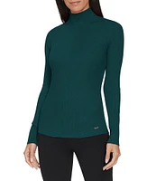 Calvin Klein Long Sleeve Mock Neck Diagonal-Ribbed Knit Top