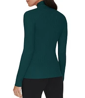 Calvin Klein Long Sleeve Mock Neck Diagonal-Ribbed Knit Top