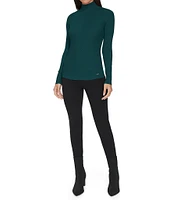 Calvin Klein Long Sleeve Mock Neck Diagonal-Ribbed Knit Top