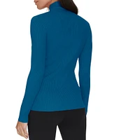 Calvin Klein Long Sleeve Mock Neck Diagonal-Ribbed Knit Top