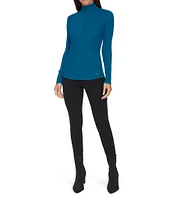 Calvin Klein Long Sleeve Mock Neck Diagonal-Ribbed Knit Top