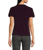 Calvin Klein Matte Jersey Knit V-Neck Short Tier Sleeve Top