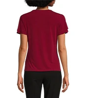 Calvin Klein Matte Jersey Knit V-Neck Short Tier Sleeve Top