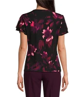 Calvin Klein Matte Jersey V-Neck Double Tier Flutter Short Sleeve Top