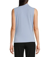 Calvin Klein Matte Jersey V-Neck Shoulder Pleat Sleeveless Top