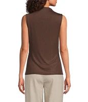 Calvin Klein Mesh Knit Mock Neck Sleeveless Fitted Top